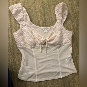 Kimchi Blue white Lace sheer Tie-Front Top